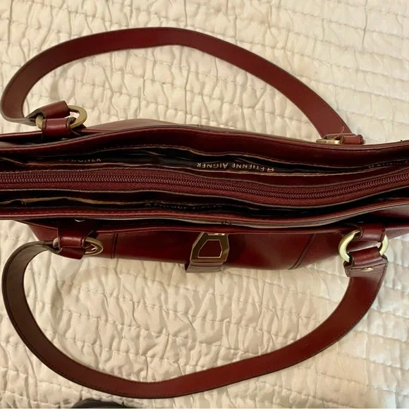 Etienne Aigner Burgundy Leather Shoulder Bag - Picture 8 of 15